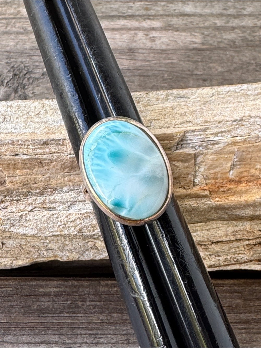 Sterling Silver Ring with Larimar